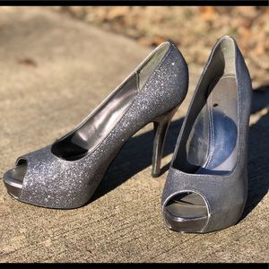 Silver Glitter Heels